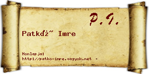 Patkó Imre névjegykártya